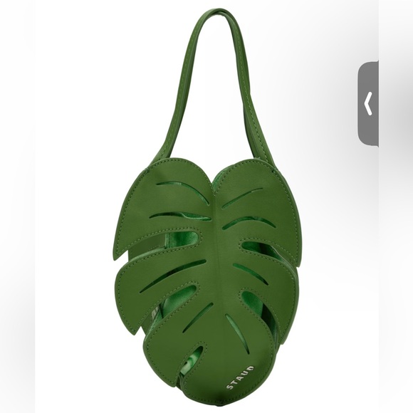 STAUD GREEN LEATHER PALM LEAF BAG - Picture 4 of 6